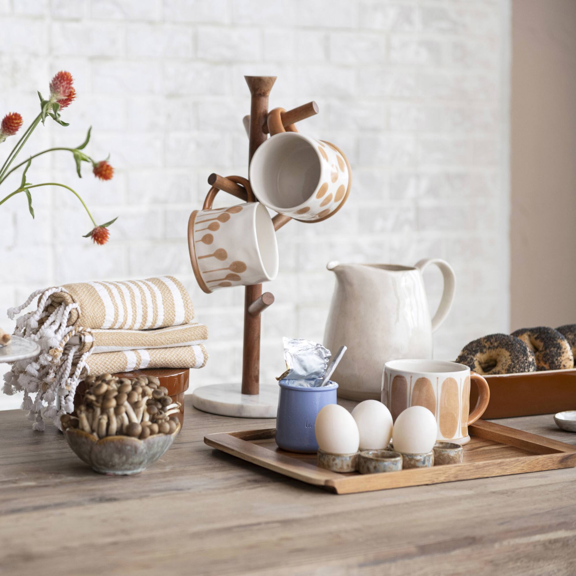Hello Honey® 64oz. Cream Speckled Reactive Glaze Stoneware Pitcher